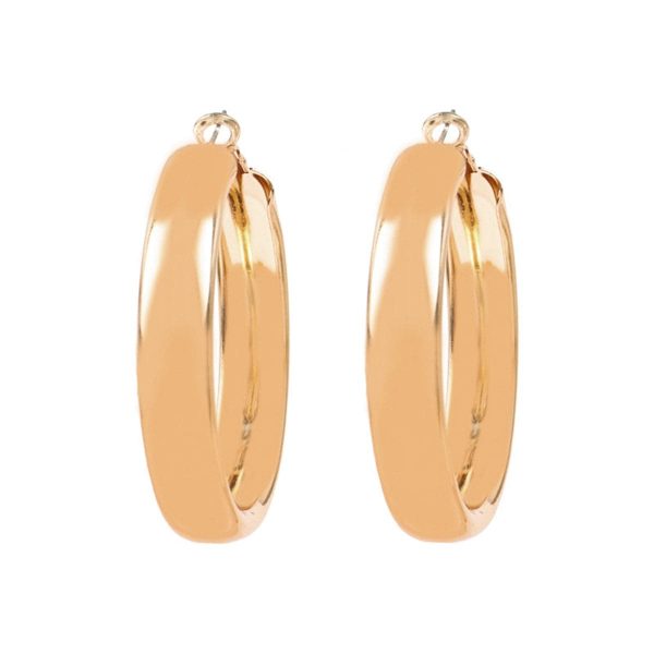 18K Gold-Plated Wide Hoop Earrings on Sale