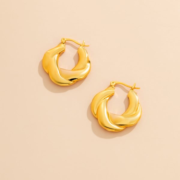 18K Gold-Plated Twist-Accent Huggie Earrings Online Sale