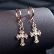 18K Rose Gold-Plated Cross Drop Earrings Online Sale