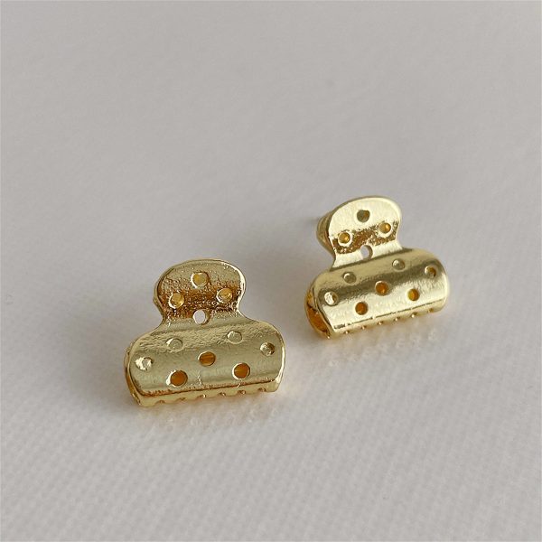 18K Gold-Plated File Clip Stud Earrings Fashion