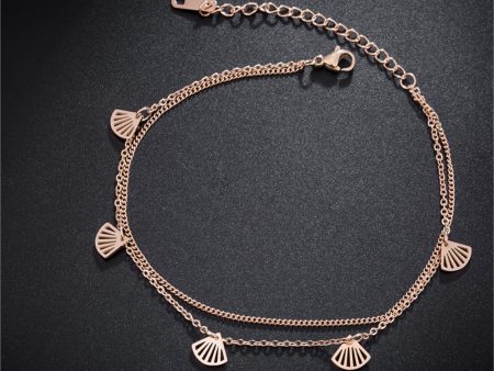 18K Rose Gold-Plated Gingko Leaves Charm Bracelet Online