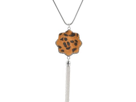 Tan Polyurethane & Silver-Plated Leopard Flower Tassel Pendant Necklace Sale