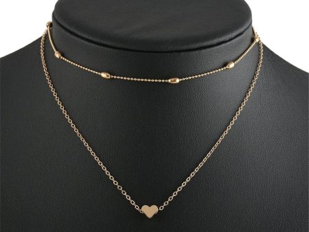 18K Gold-Plated Beaded Choker Necklace & Heart Pendant Necklace For Cheap