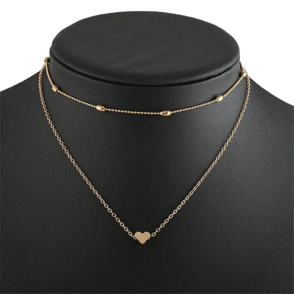 18K Gold-Plated Beaded Choker Necklace & Heart Pendant Necklace For Cheap