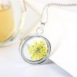 Yellow Gypsophila & Silver-Plated Resin Round Pendant Necklace Online Sale