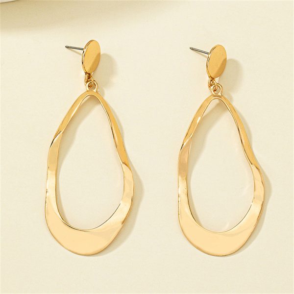 18K Gold-Plated Twisted Open Drop Earrings For Sale