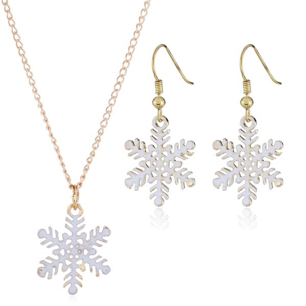 White & 18K Gold-Plated Snowflake Pendant Necklace & Drop Earrings Sale