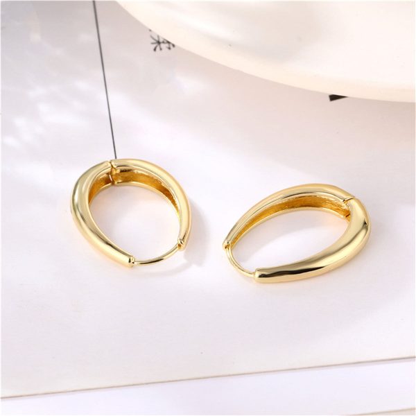 18K Gold-Plated Oval Hoop Earrings Cheap