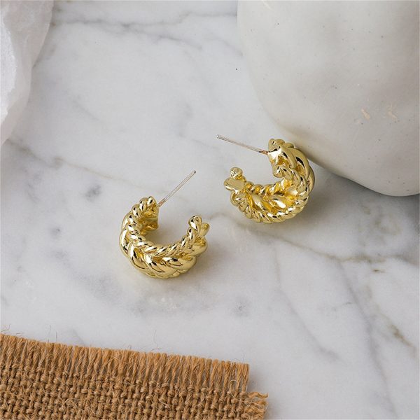 18K Gold-Plated Rope Twist Half-Hoop Earrings Sale