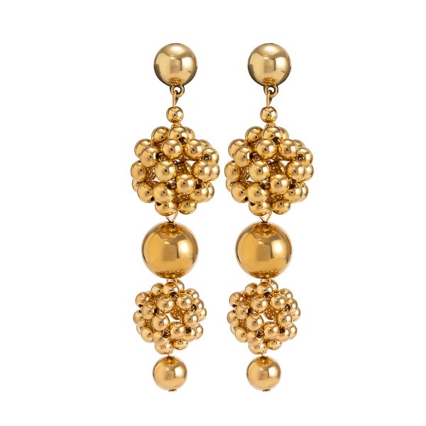 18K Gold-Plated Bead Cluster Drop Earrings Fashion