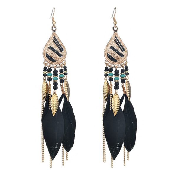 Black Feather & 18K Gold-Plated Feather Drop Earrings Sale