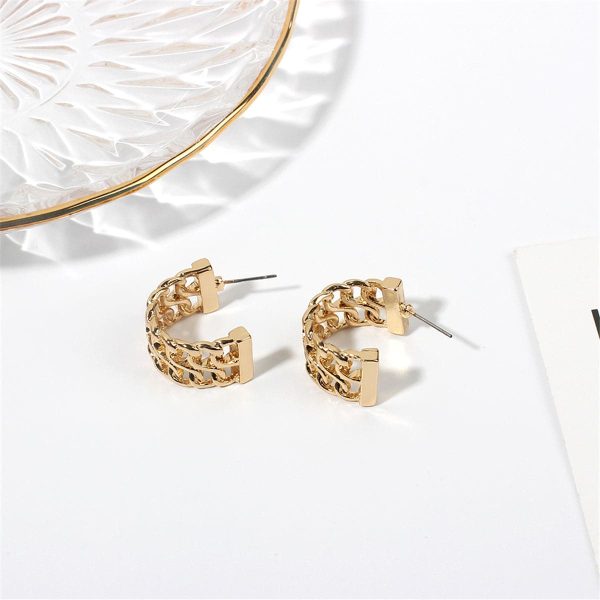 18K Gold-Plated Weaving Huggie Earrings Online Sale