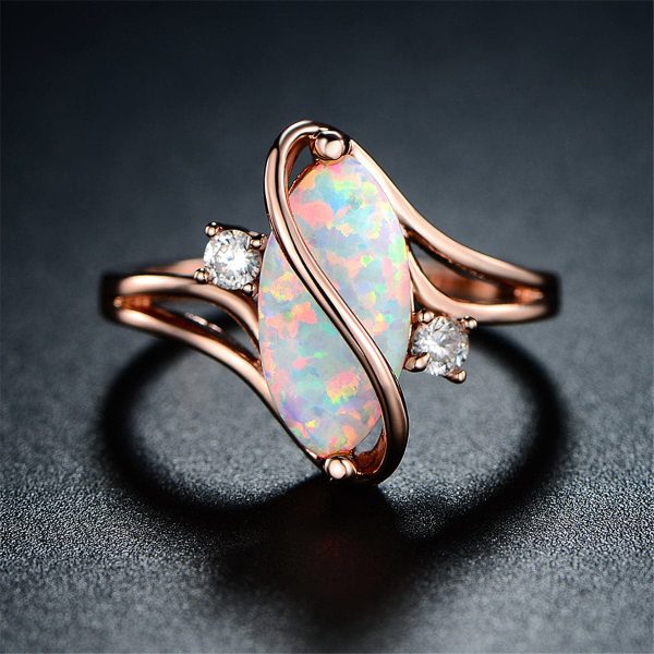 White Opal & Cubic Zirconia Marquise-Cut Ring on Sale