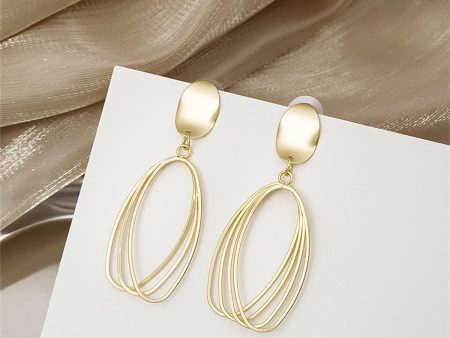 18K Gold-Plated Stacked Open Oval Drop Earrings Hot on Sale