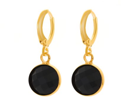 Black Crystal & 18K Gold-Plated Round Drop Earrings Hot on Sale