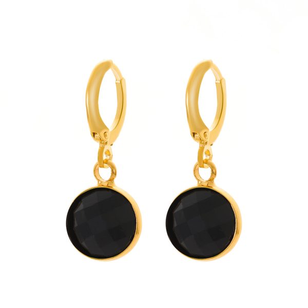 Black Crystal & 18K Gold-Plated Round Drop Earrings Hot on Sale