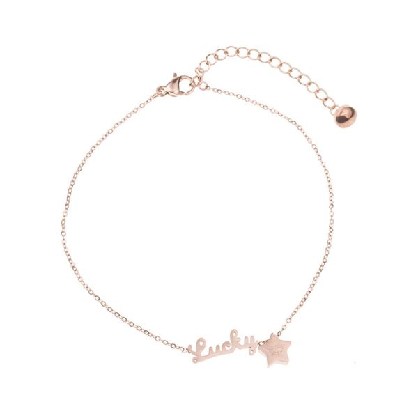 18K Rose Gold-Plated  Lucky  Anklet For Sale