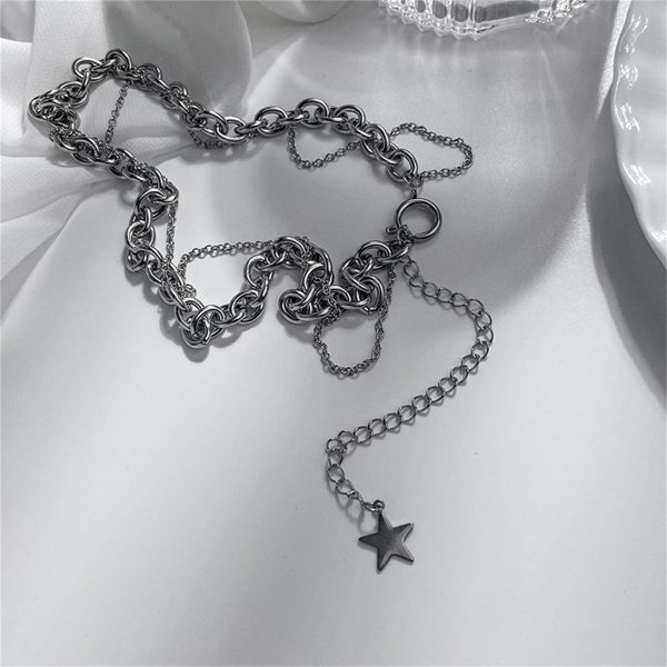 Silver-Plated Star Layered Lariat Necklace Online Sale