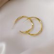 18K Gold-Plated Twist Open Hoop Earrings For Sale