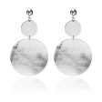 Silver-Plated Frosted Dual-Disk Drop Earrings Online Sale