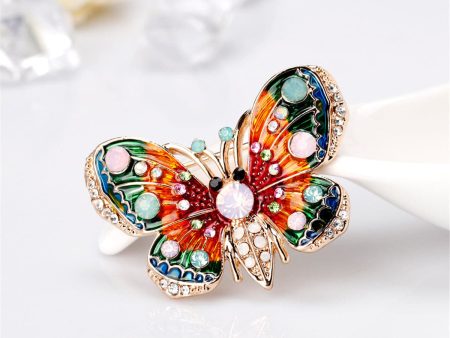 18K Gold-Plated Cubic Zirconia Butterfly Brooch For Discount