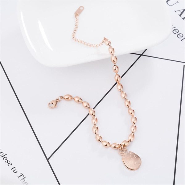 18K Rose Gold-Plated Kitty Long Bead Charm Bracelet on Sale