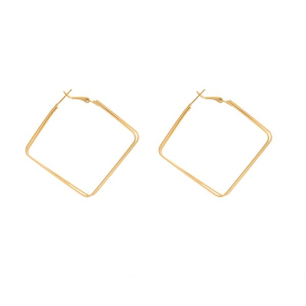 18K Gold-Plated Layered Rhombus Hoop Earrings Online Hot Sale