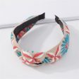 Blue & Pink Floral Knot-Accent Hard Headband Online now