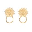 18K Gold-Plated Mum Hoop Drop Earrings For Sale