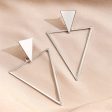 Silver-Plated Open Triangle Drop Earrings For Discount