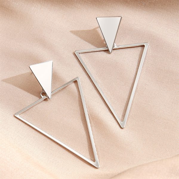 Silver-Plated Open Triangle Drop Earrings For Discount