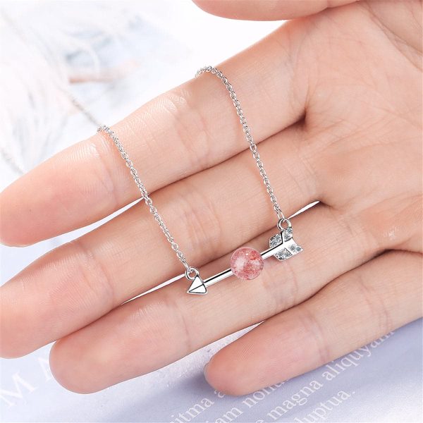 Strawberry Red Crystal & Silver-Plated Arrow Pendant Necklace Online