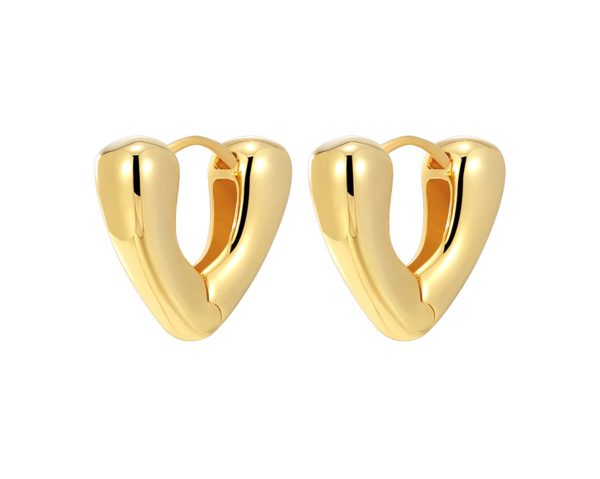 18K Gold-Plated Heart Huggie Earrings Online Sale