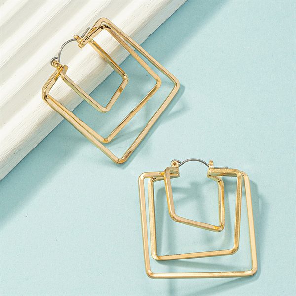 18K Gold-Plated Layered Square Leverback Earrings Online Hot Sale