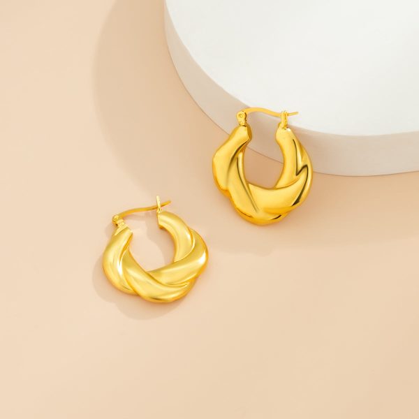 18K Gold-Plated Twist-Accent Huggie Earrings Online Sale