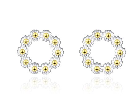 Two-Tone Sunflower Openwork Stud Earrings Online