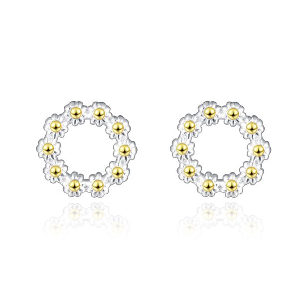 Two-Tone Sunflower Openwork Stud Earrings Online