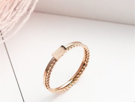 18K Rose Gold-Plated  Love  Rope-Band Ring on Sale