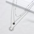 Black Resin & Silver-Plated Sunflower Layered Pendant Necklace Fashion