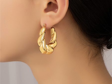 18K Gold-Plated Twisted Hoop Earrings For Cheap