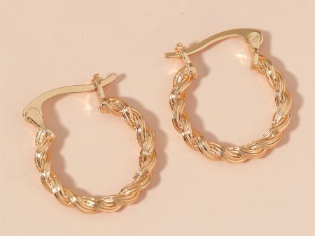 18K Gold-Plated Twisted Huggie Earrings For Cheap