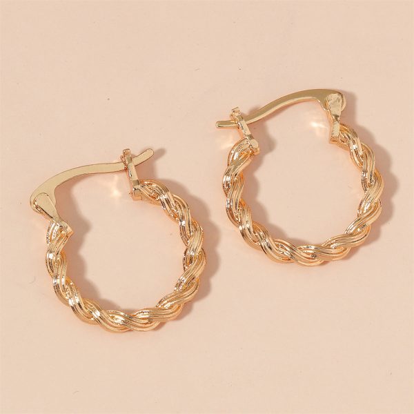 18K Gold-Plated Twisted Huggie Earrings For Cheap