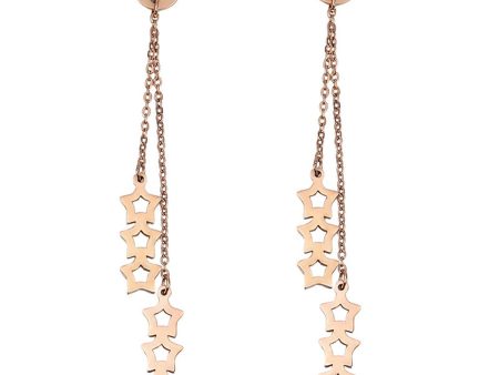 18K Rose Gold-Plated Linking Star Tassel Drop Earrings For Discount