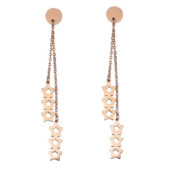 18K Rose Gold-Plated Linking Star Tassel Drop Earrings For Discount