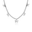 Silver-Plated Butterfly Station Choker Necklace Cheap