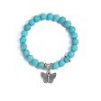 Turquoise & Silver-Plated Butterfly Beaded Stretch Bracelet Online Sale