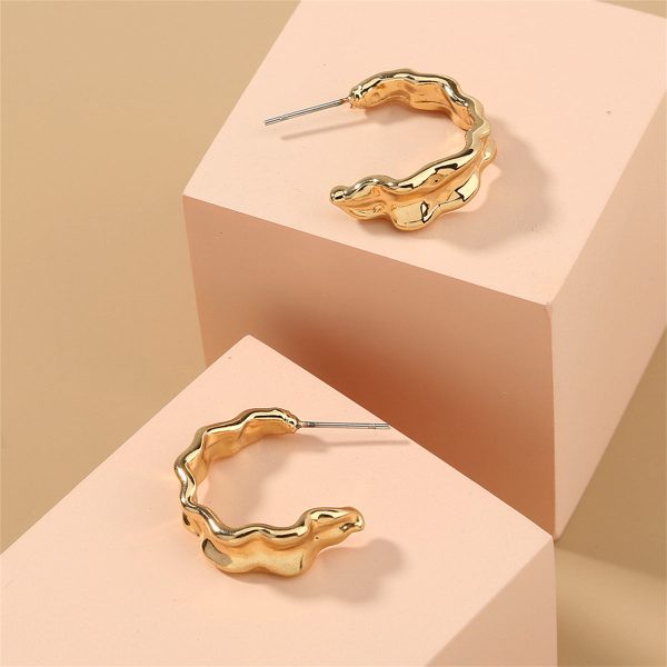 18K Gold-Plated Leaf Huggie Earrings on Sale