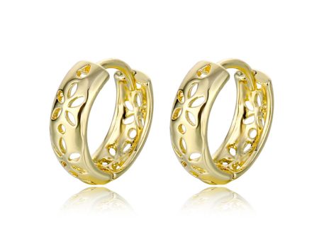 18K Gold-Plated Openwork Flower Huggie Earrings Discount