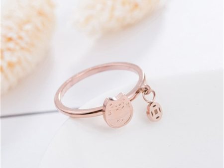 18K Rose Gold-Plated Kitty & Coin Ring Discount