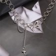 Silver-Plated Butterfly & Cross Pendant Choker For Sale